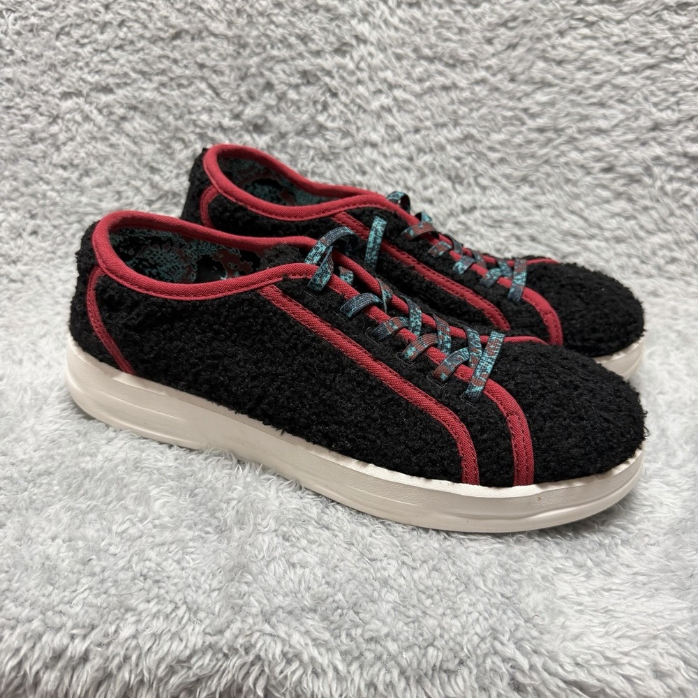 Hey Dude Karina Sherpa Moonless Sangria Shoes Womens 7 Black Red Casual Comfort